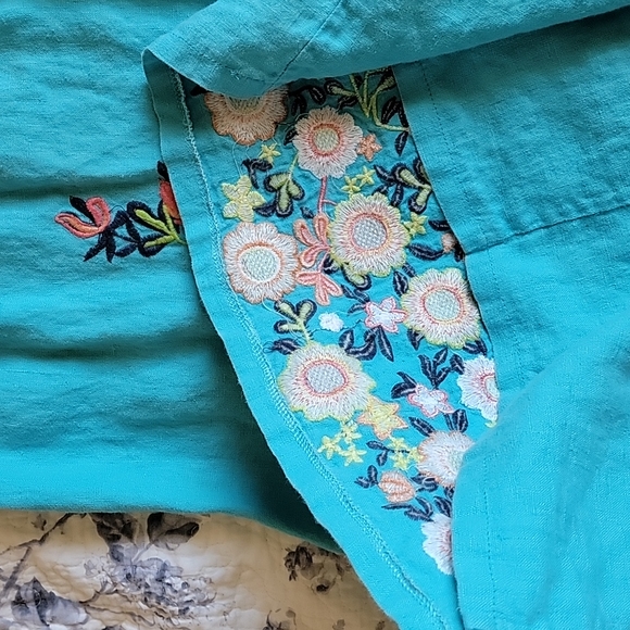 Women's natural linen dress with embroidery size S - Picture 11 of 14